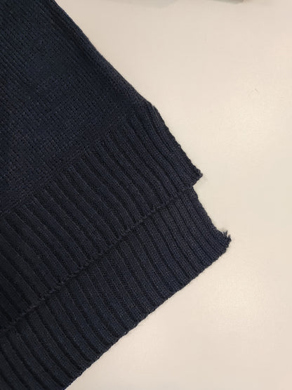 Comfortable Dark Blue Sweater Vest for Women with V Neck Sleeveless Ribbed Knit Relaxed Style