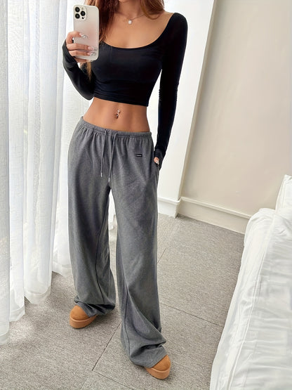 Comfortable Wide Leg Sweatpants for Women with Drawstring Waist Relaxed Flowing Casual Style