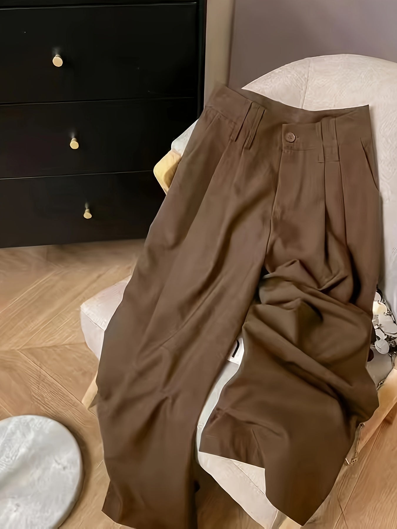 Elegant Wide Leg Pants for Women with High Waist Pleated Button Front Tailored Style