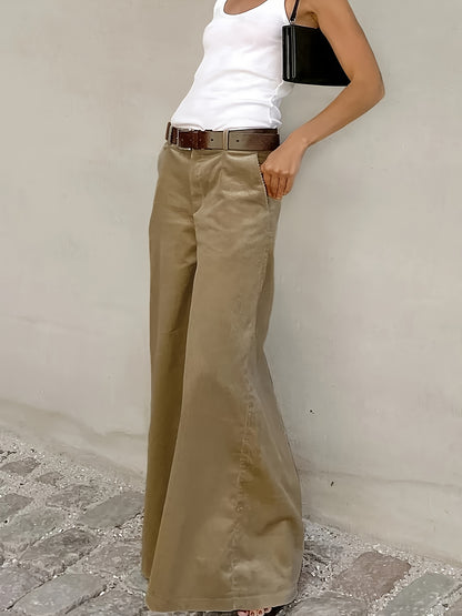 Effortless Wide Leg Pants for Women with High Waist Belted Tapered Relaxed Casual Style