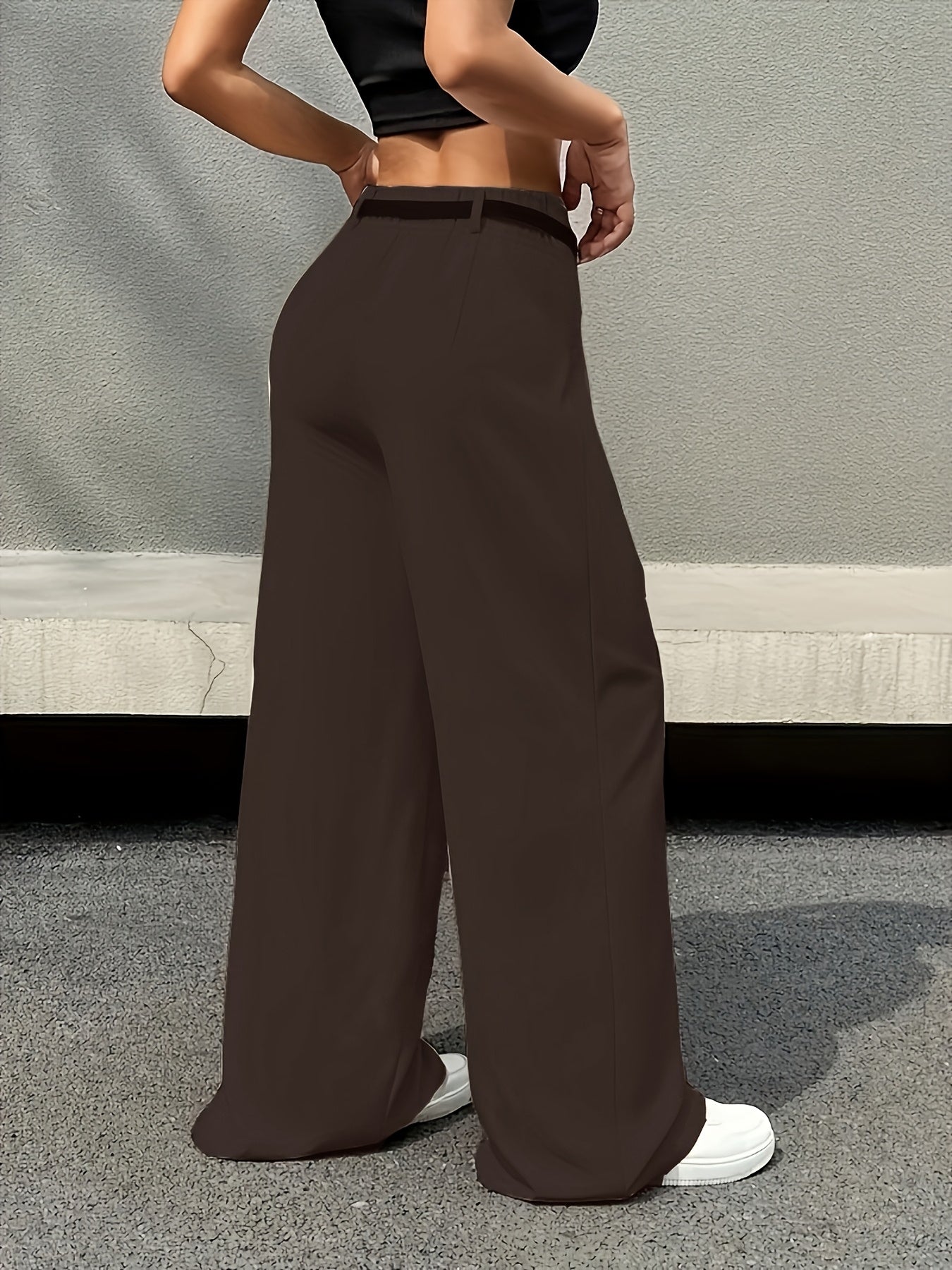Effortless Wide Leg Trousers for Women with High Waist Belted Pleated Relaxed Style