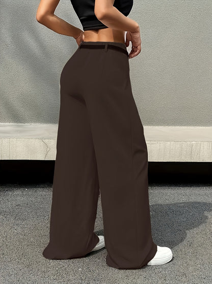 Effortless Wide Leg Trousers for Women with High Waist Belted Pleated Relaxed Style