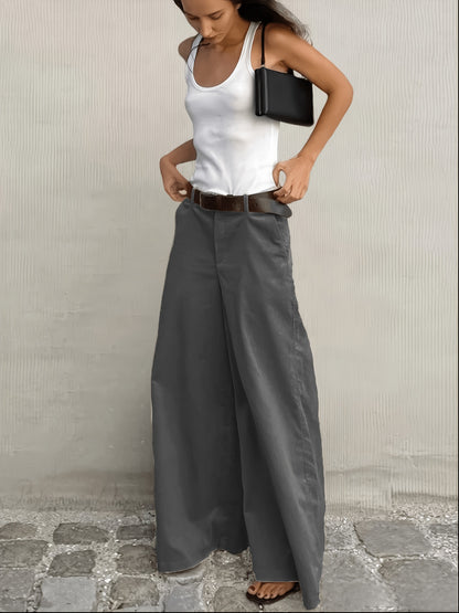 Effortless Wide Leg Pants for Women with High Waist Belted Tapered Relaxed Casual Style