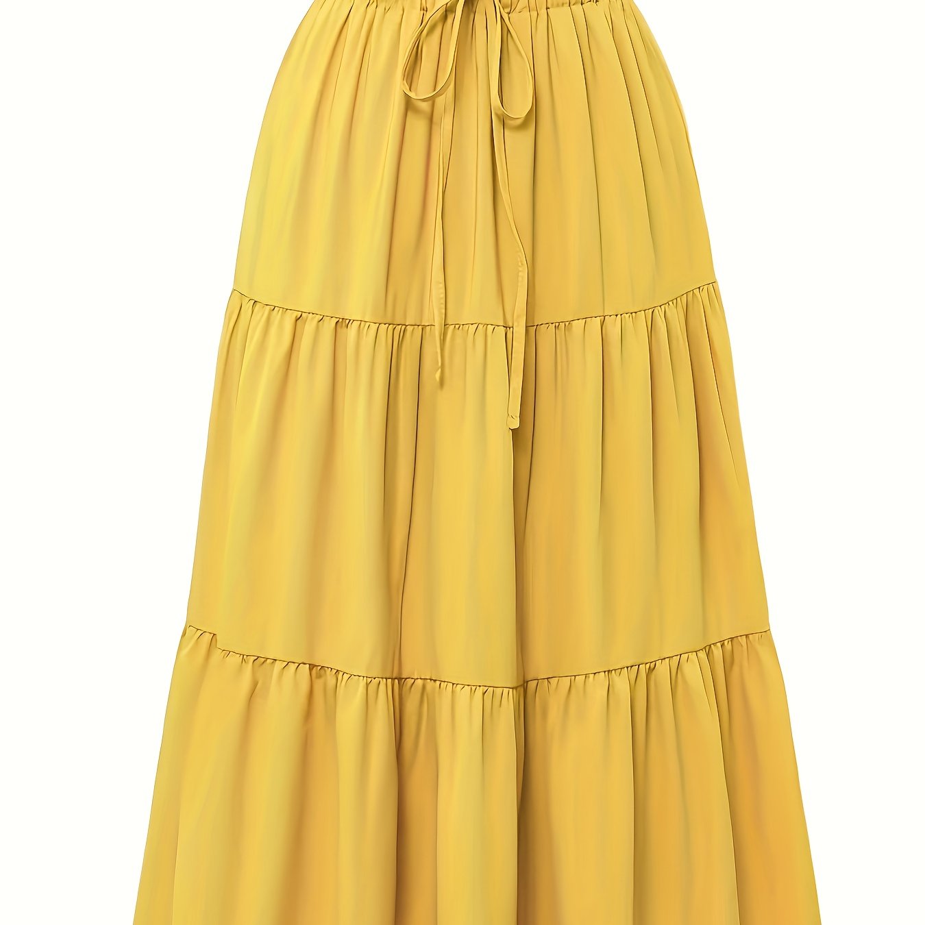Effortless Tiered Maxi Skirt for Women with Paperbag Waist Drawstring Ruffle Flowing Style