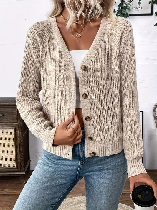 Comfortable Ribbed Knit Cardigan for Women with V Neck Long Sleeve Button Front Relaxed Oversized Style