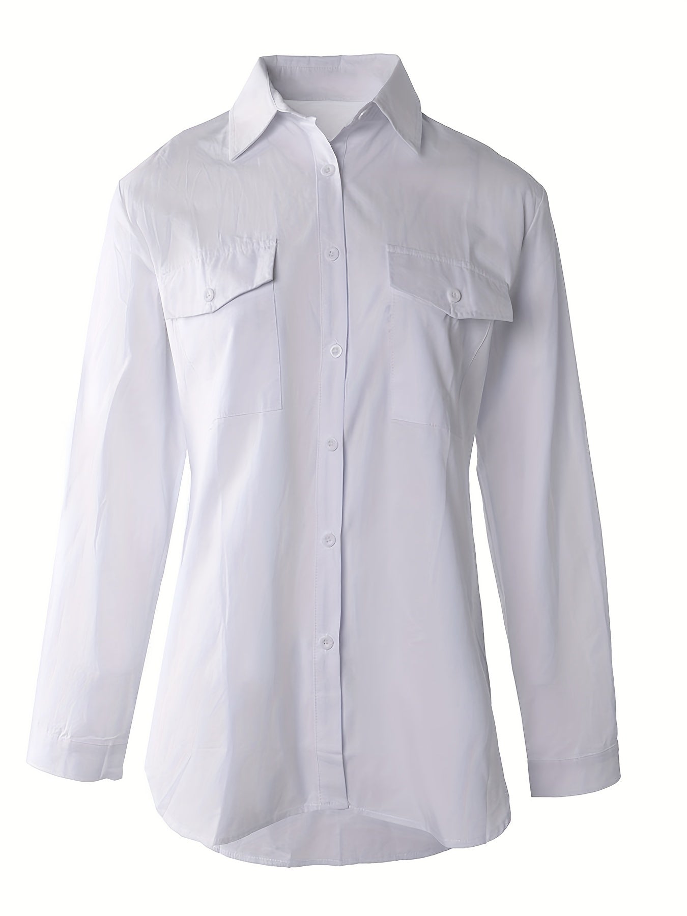 Effortless Utility Blouse for Women with Collar Long Sleeve Button Front Casual Style