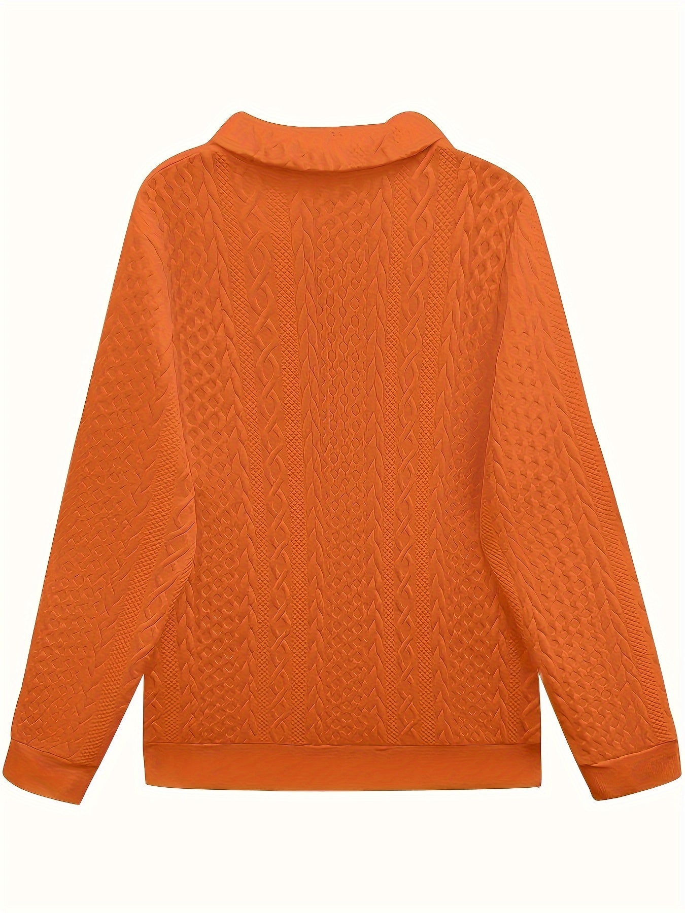 Comfortable Cable Knit Quarter Zip Sweatshirt for Women with Collar Long Sleeve Kangaroo Pocket Relaxed Style