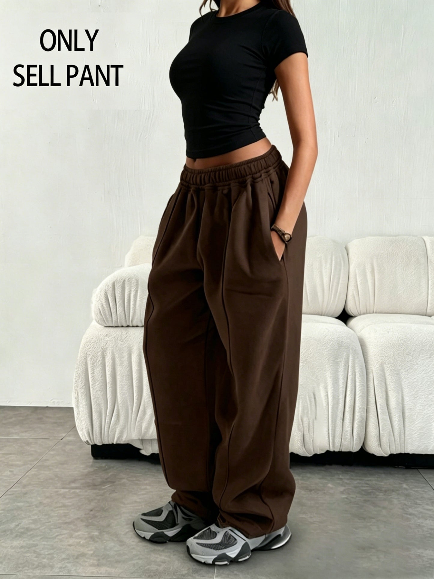 Comfortable Fleece Wide Leg Sweatpants for Women with High Waist Pintuck Relaxed Baggy Casual Style