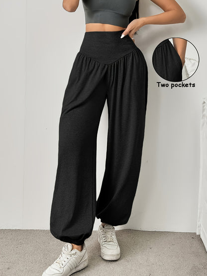 Effortless Wide Leg Pants for Women with High Waist Ruched Tapered Relaxed Casual Style