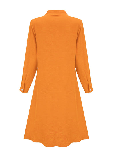 Effortless Linen Shirt Dress for Women with Collar V Neck Long Sleeve Button Front Flowing Style