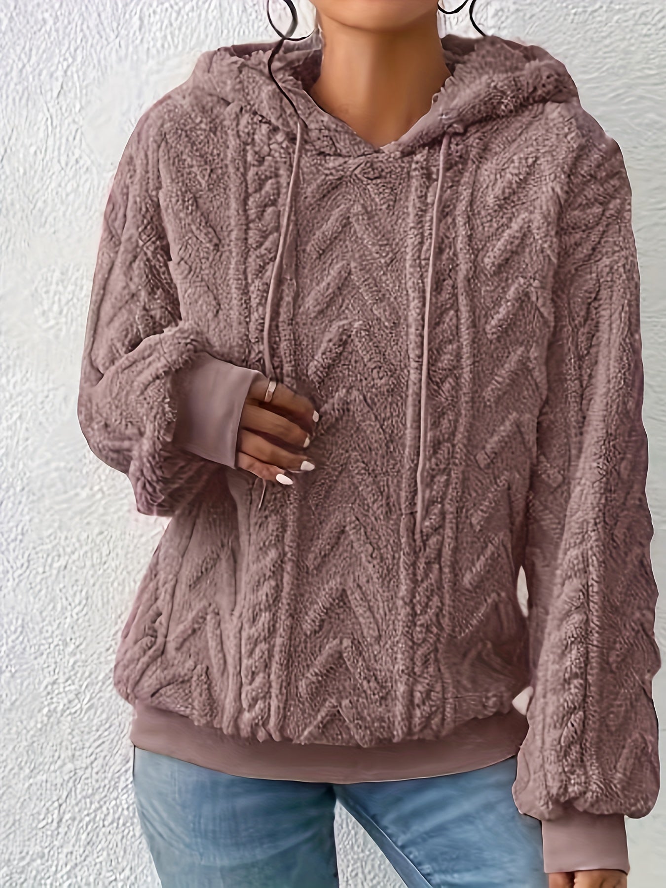 2025 Autumn And Winter Women'S New Fleece-Lined Comfortable Casual Solid Color Hoodie