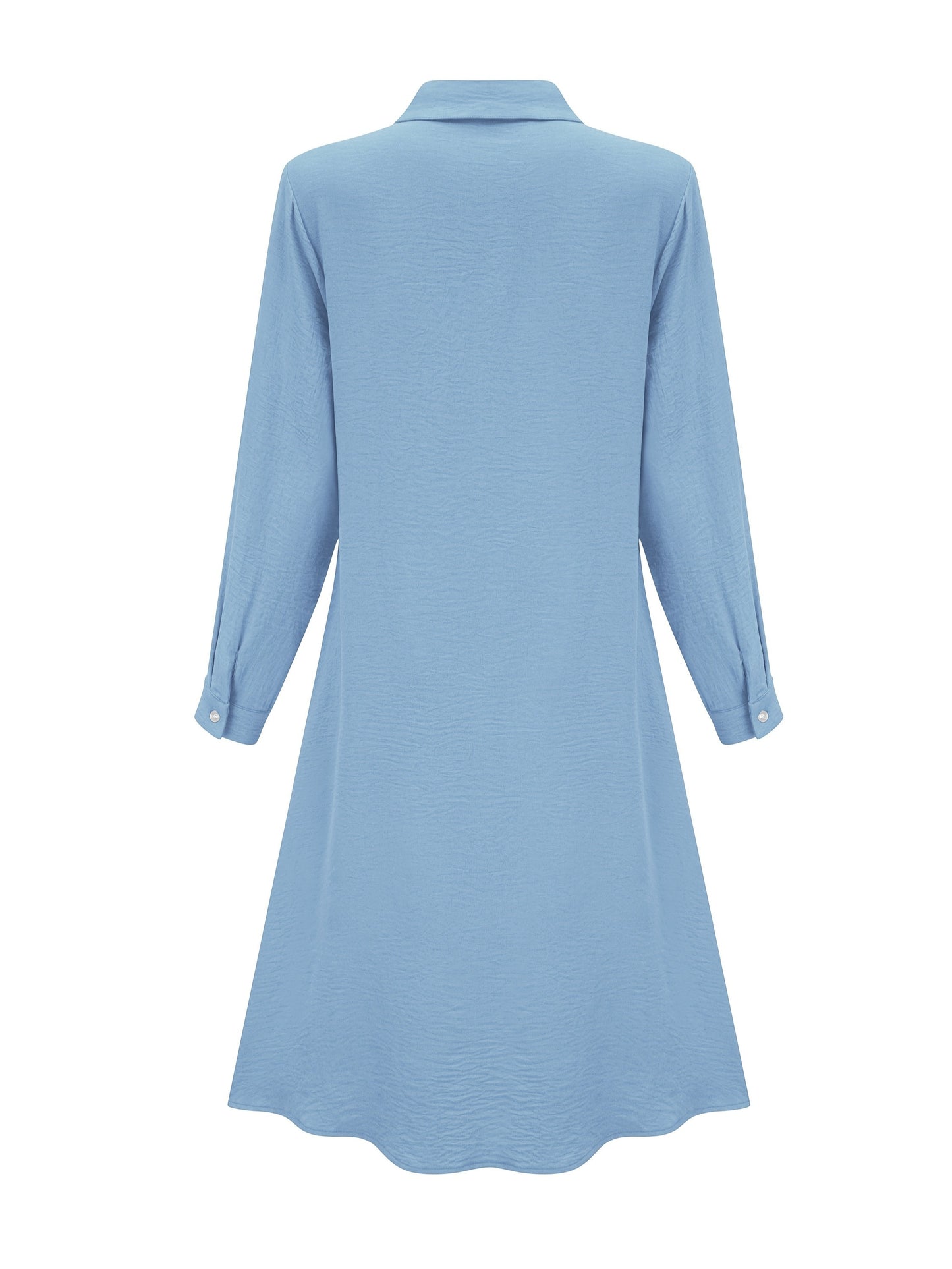 Effortless Linen Shirt Dress for Women with Collar V Neck Long Sleeve Button Front Flowing Style
