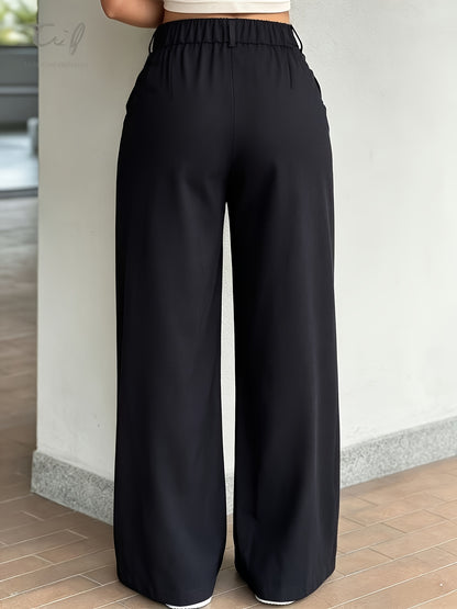 Effortless Wide Leg Pants for Women with High Waist Pleated Front Relaxed Casual Style