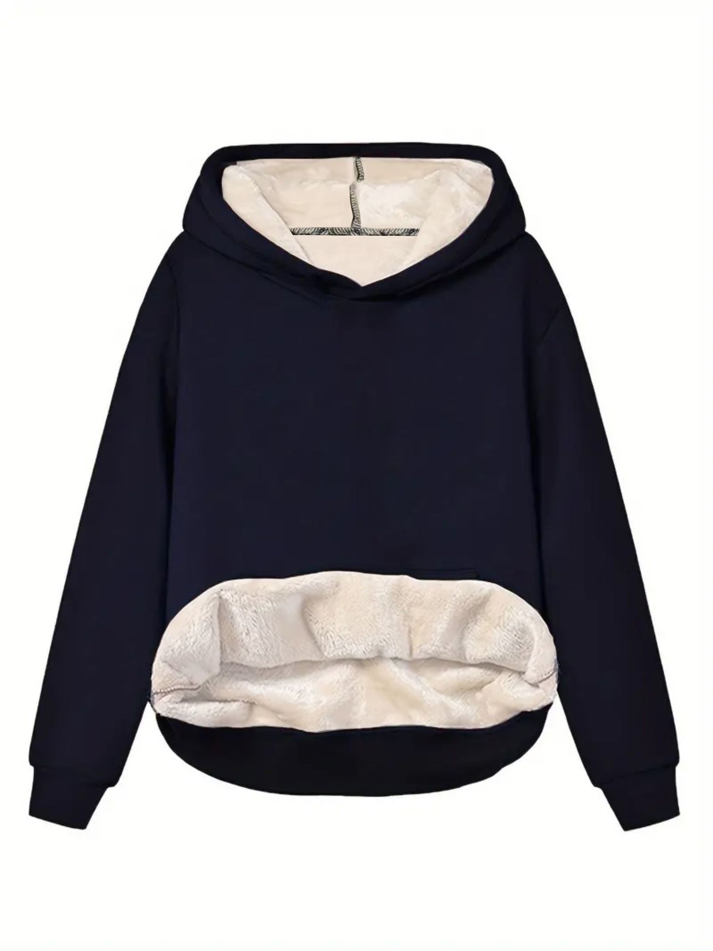 Comfortable Sherpa Lined Hoodie for Women with Hood Long Sleeve Relaxed Oversized Knit Style