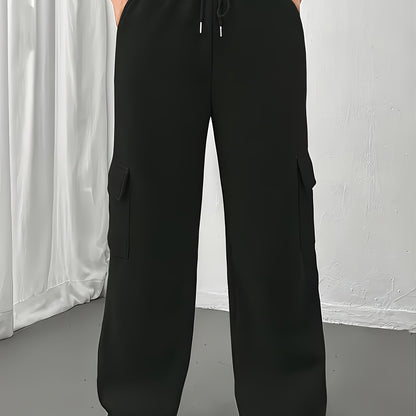 Effortless Cargo Sweatpants for Women with High Waist Drawstring Wide Leg Relaxed Casual Style