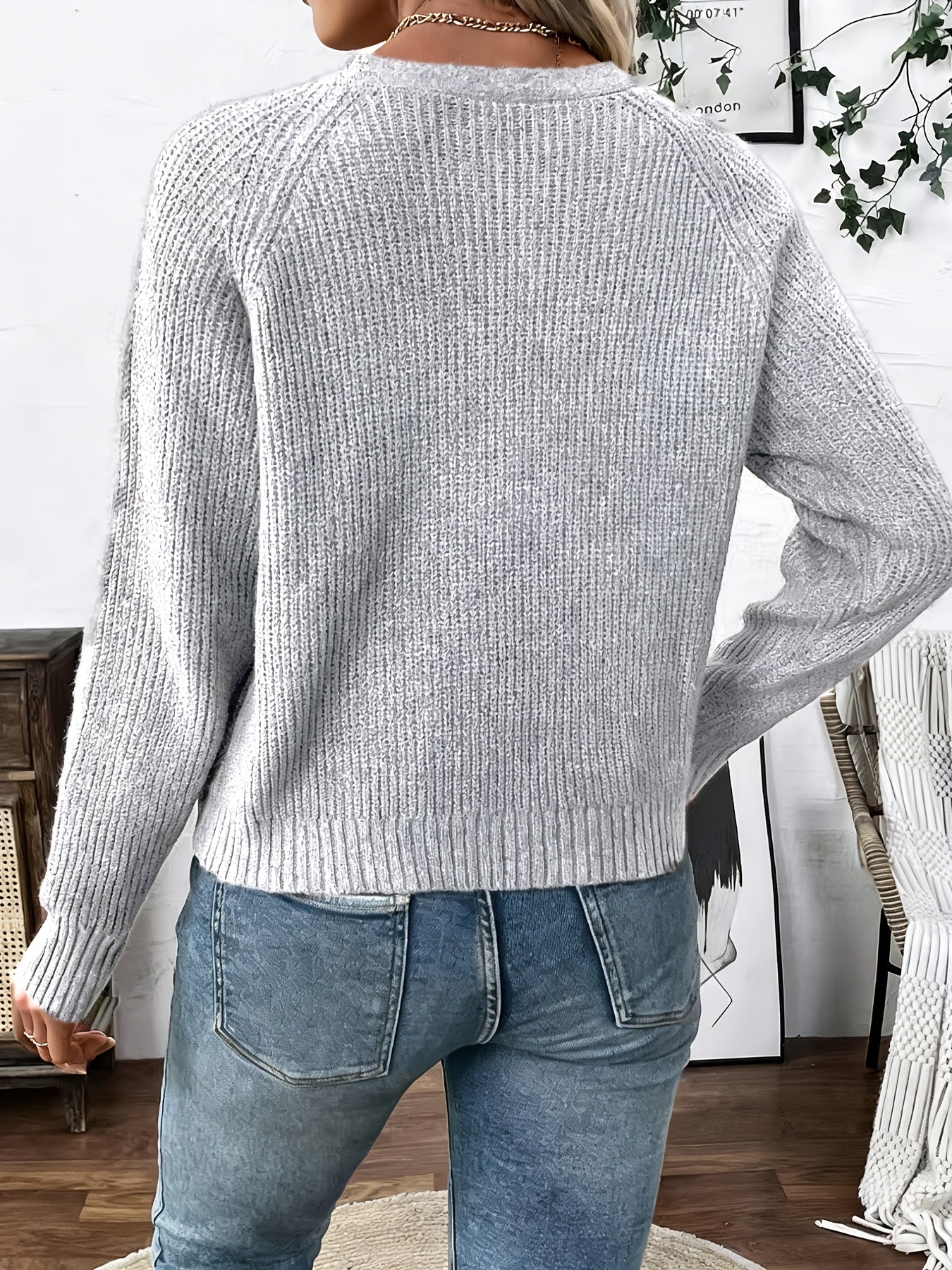 Comfortable Ribbed Knit Cardigan for Women with V Neck Long Sleeve Button Front Relaxed Oversized Style
