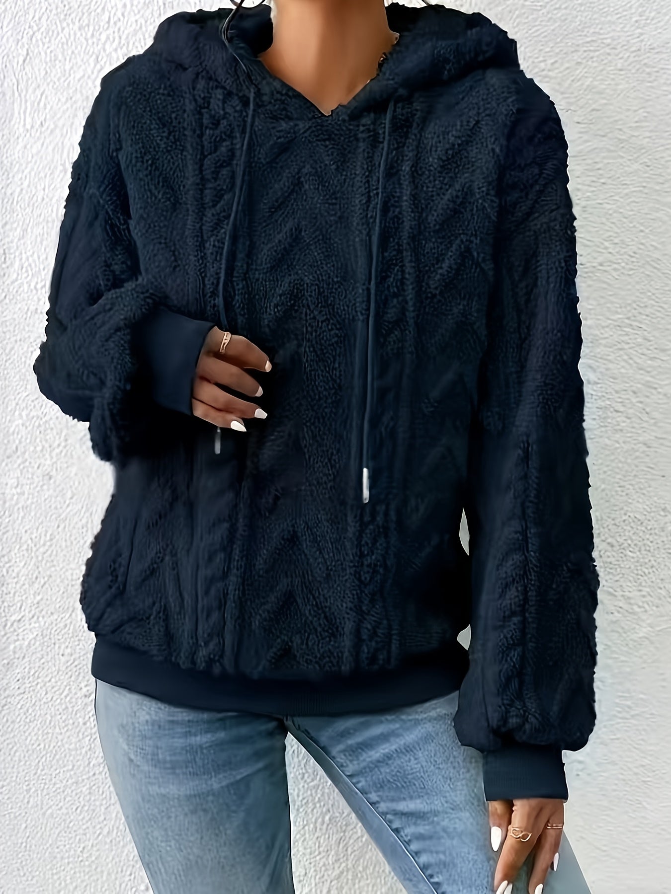 2025 Autumn And Winter Women'S New Fleece-Lined Comfortable Casual Solid Color Hoodie