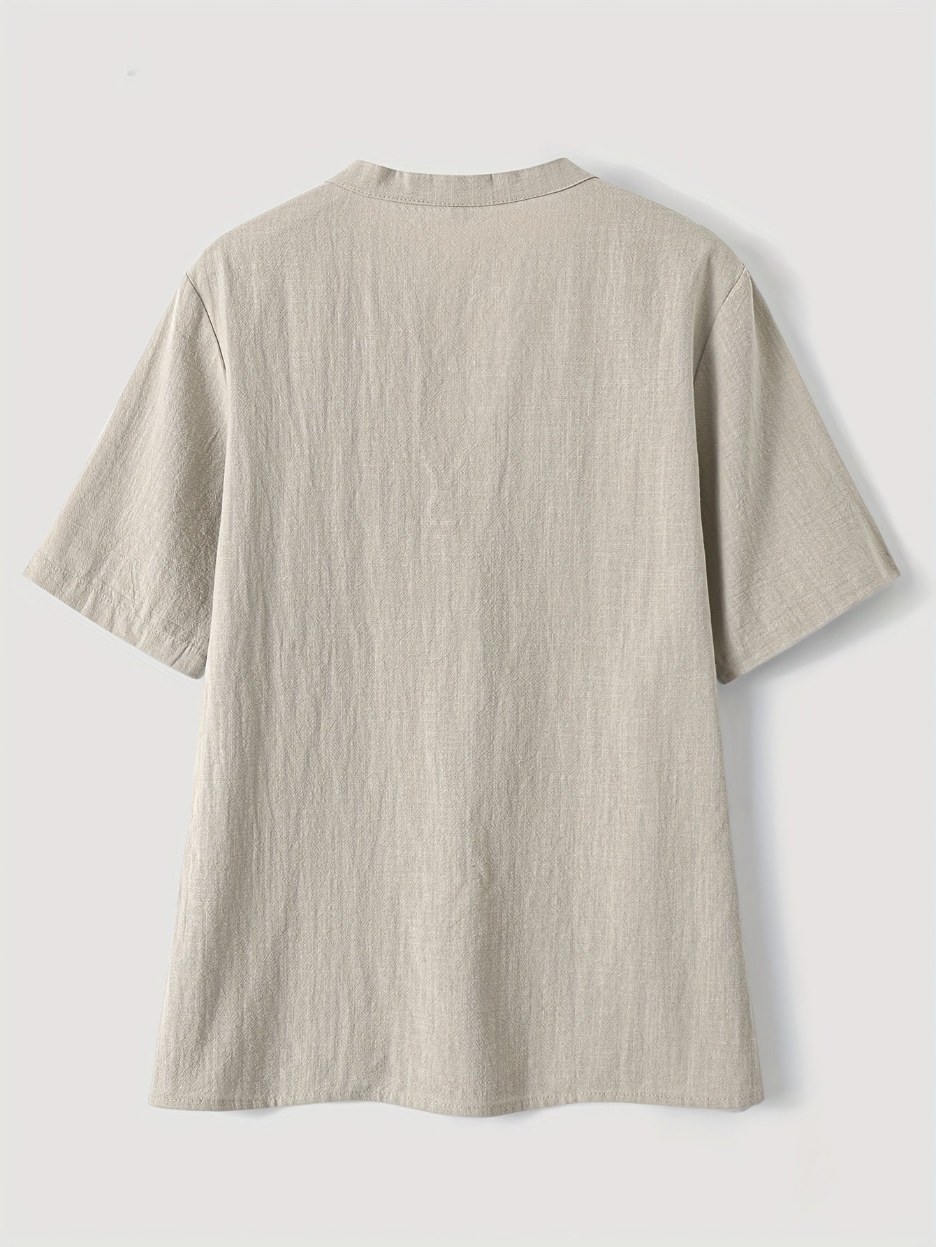 Effortless Textured Linen Blouse for Women with Notch V Neck Short Sleeve Button Front Relaxed Style