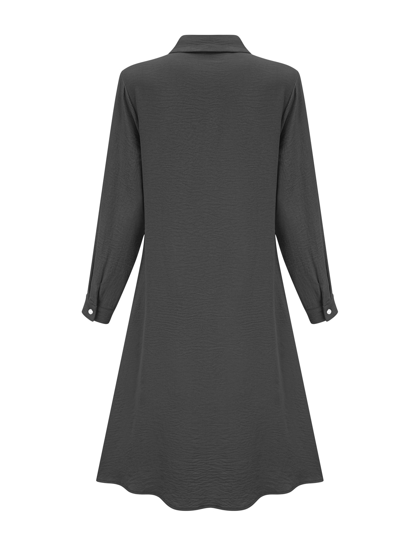 Effortless Linen Shirt Dress for Women with Collar V Neck Long Sleeve Button Front Flowing Style