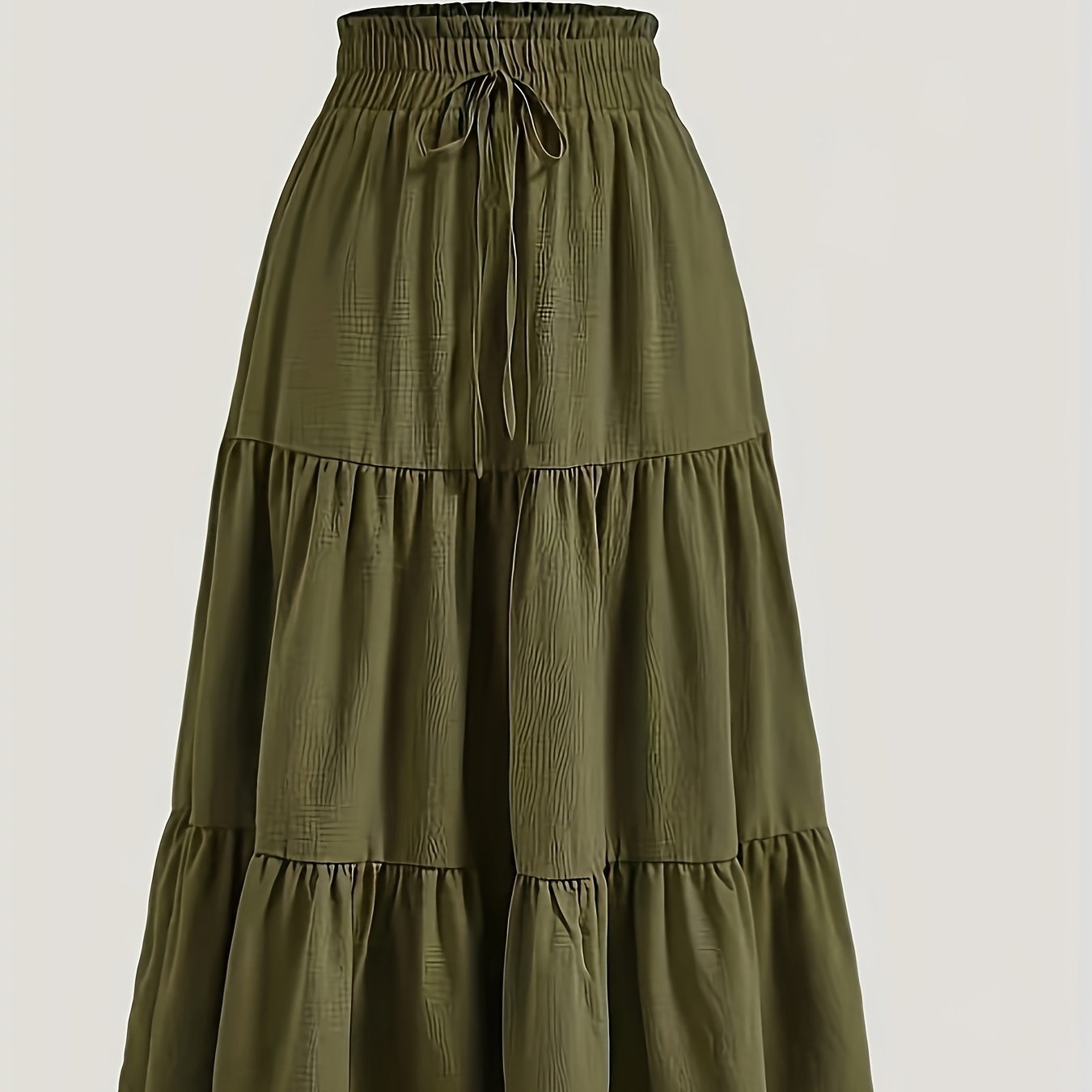 Effortless Tiered Maxi Skirt for Women with Paperbag Waist Drawstring Ruffle Flowing Style