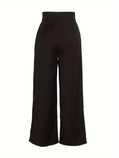 Effortless Khaki Wide Leg Pants for Women with High Waist Pleated Button Front Relaxed Tailored Style