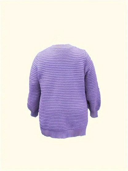 Comfortable Textured Knit Sweater for Women with Mock Neck Long Sleeve Side Slit Oversized Style