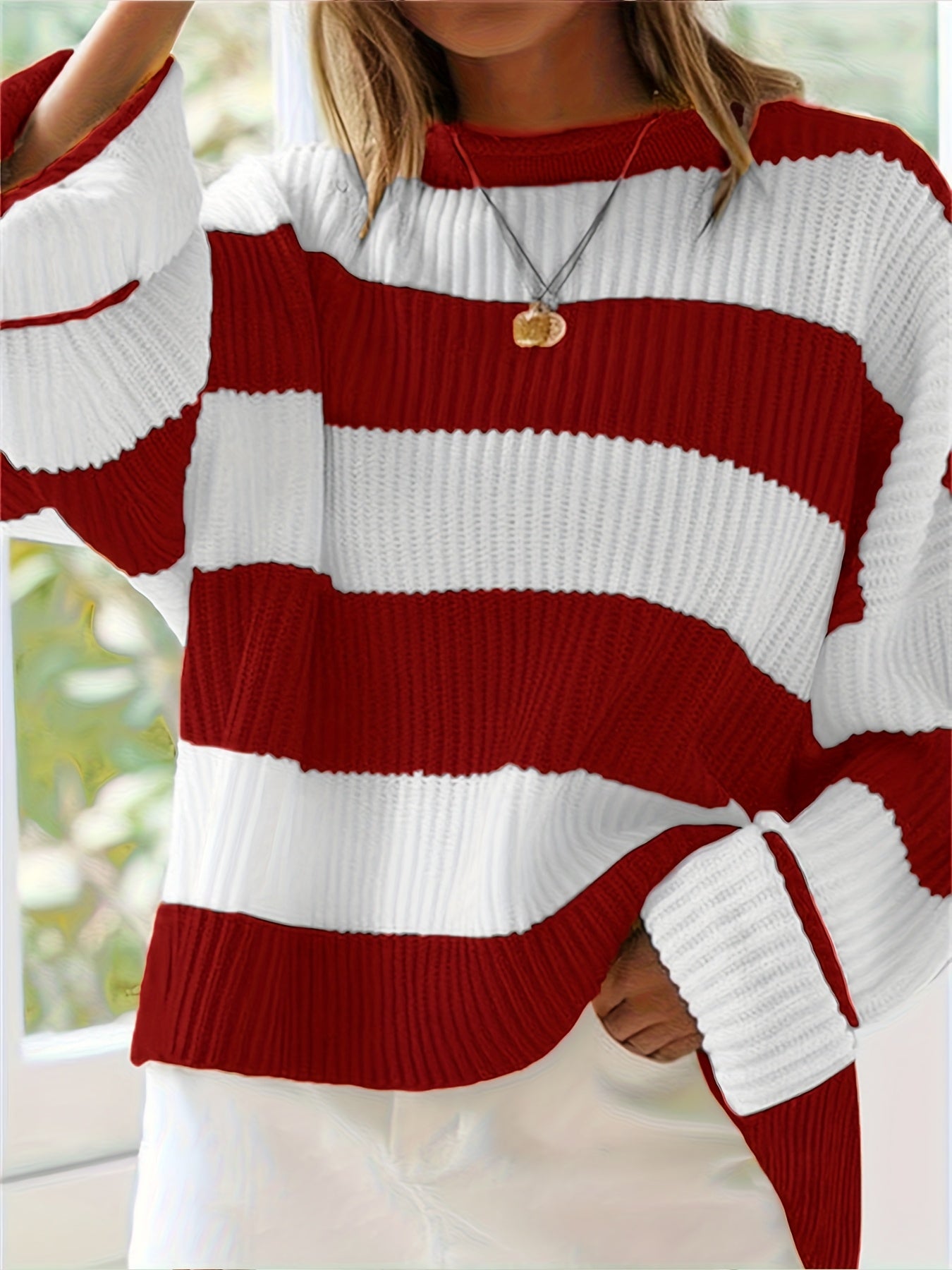 Loose V-Neck Off Shoulder Sleeves Casual And Lazy Style Pullover Sweater