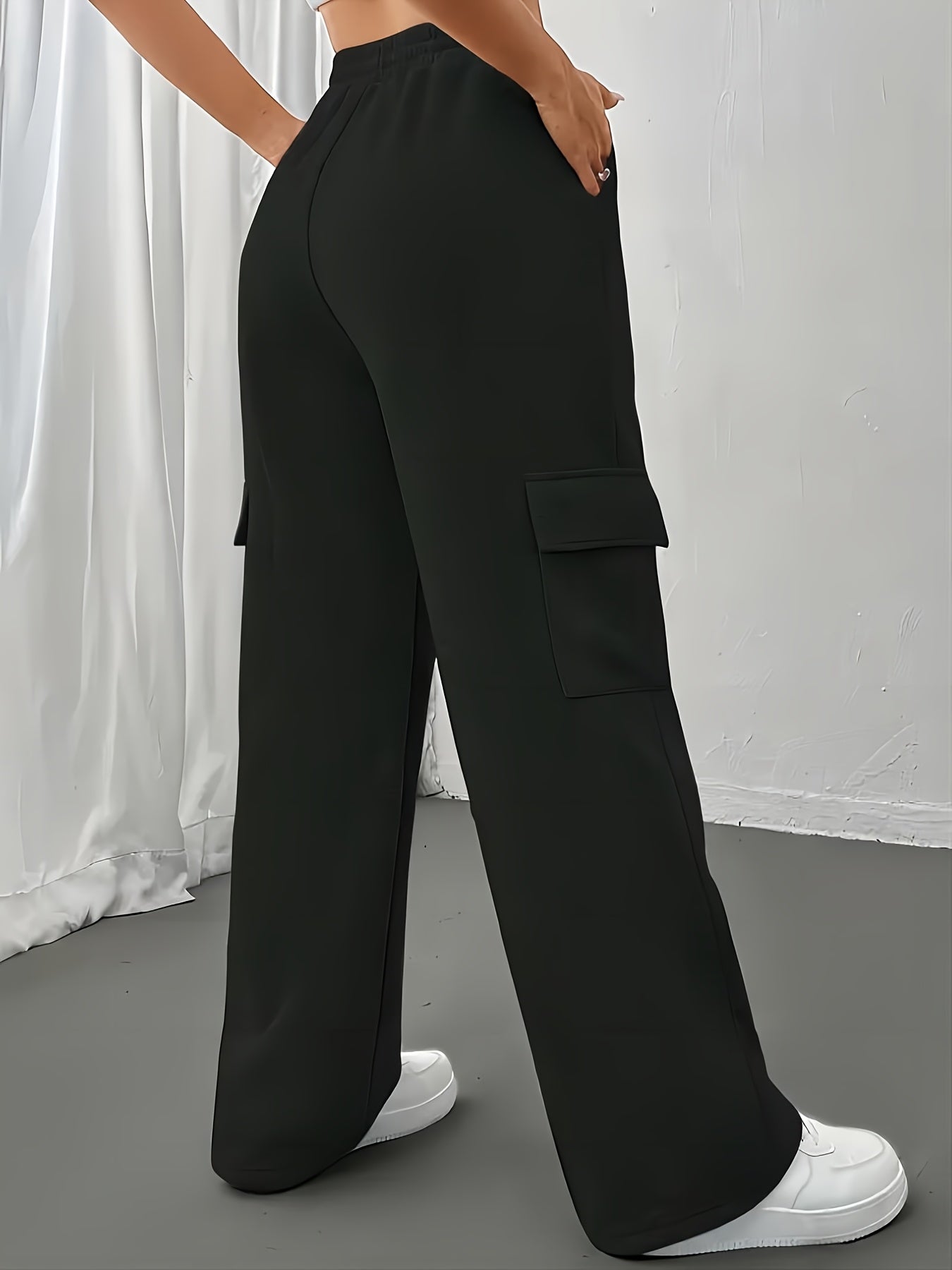 Effortless Cargo Sweatpants for Women with High Waist Drawstring Wide Leg Relaxed Casual Style