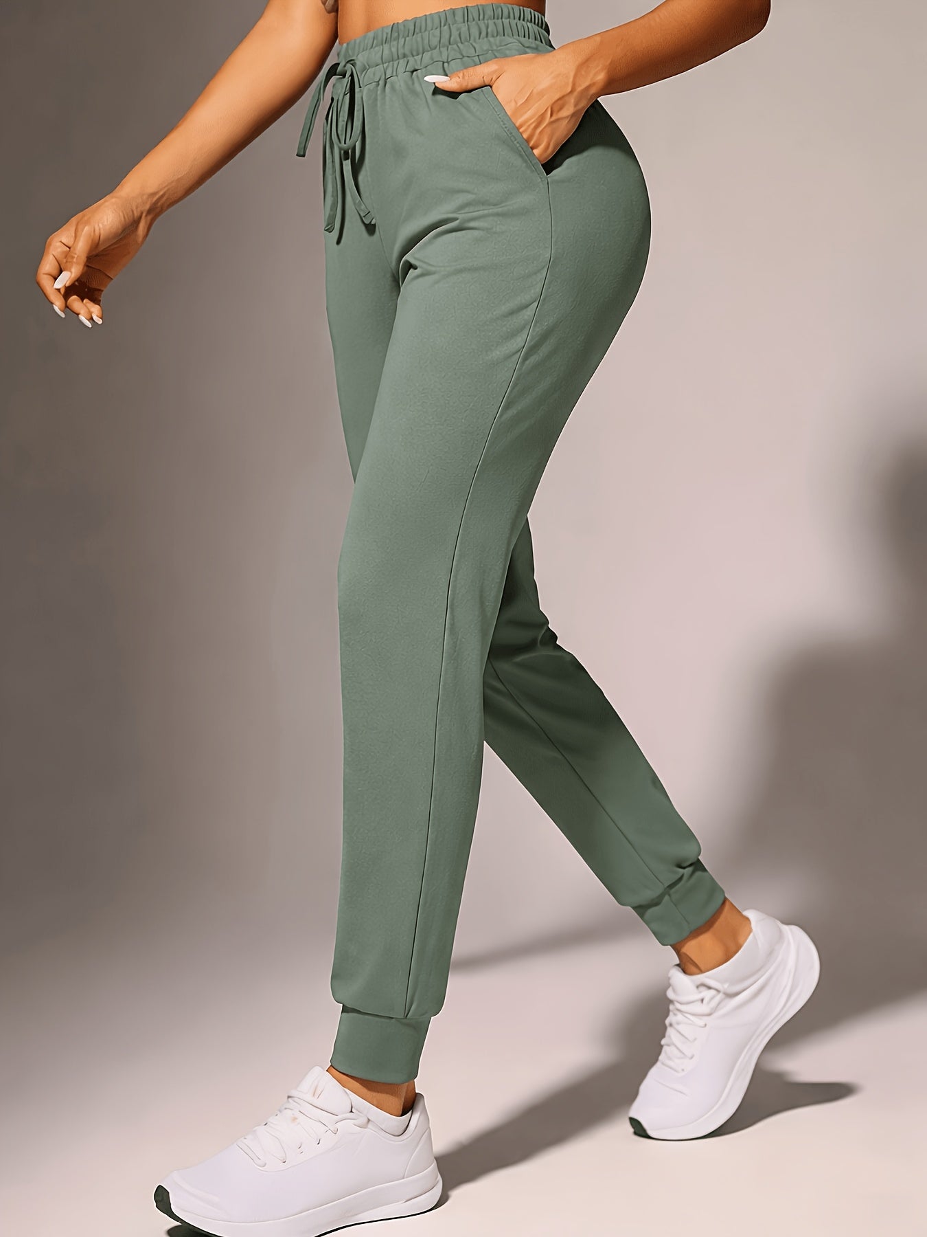 Effortless Jogger Pants for Women with High Waist Drawstring Tapered Cuffed Casual Style