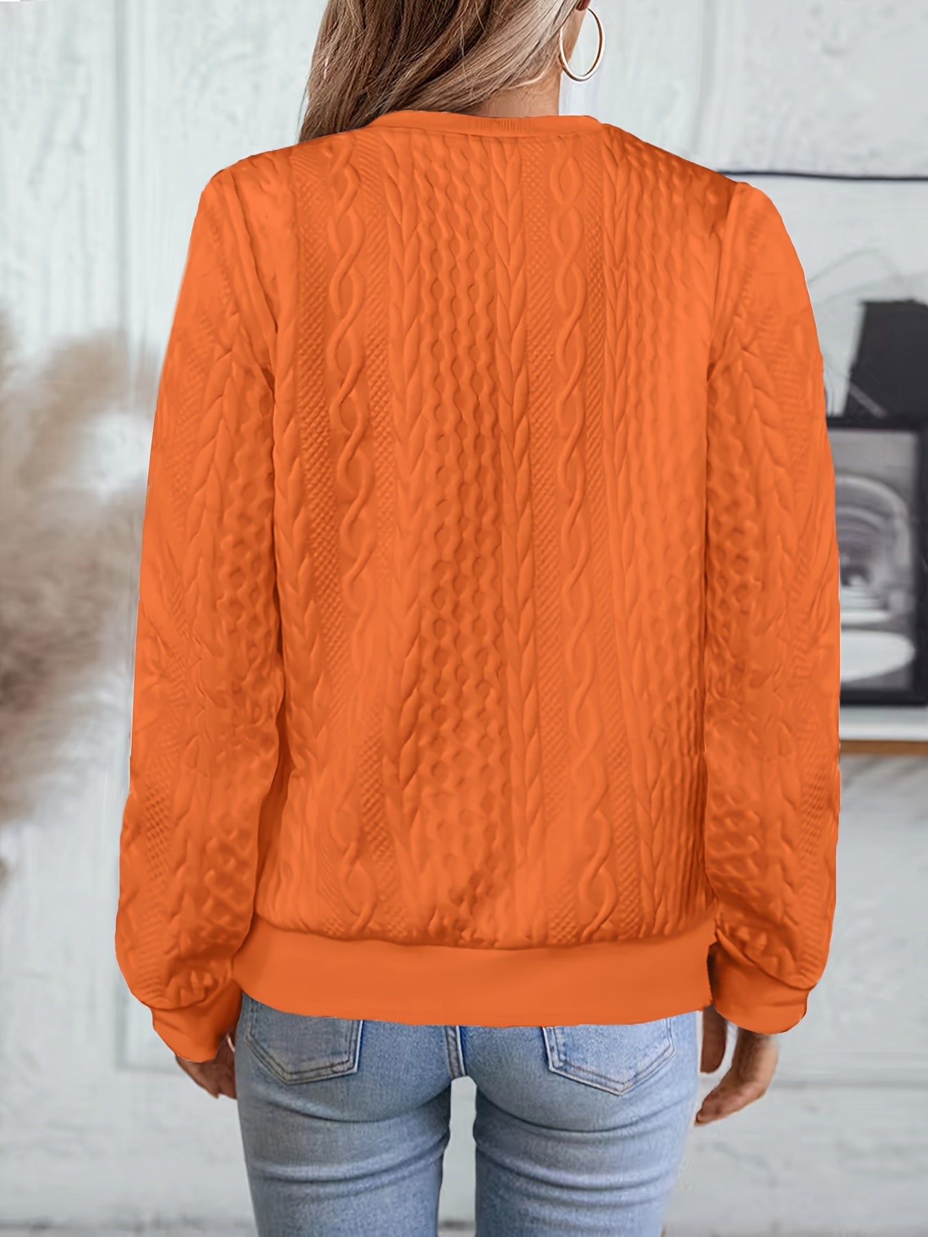 Comfortable Cable Knit Sweater for Women with Zip Neck Long Sleeve Relaxed Casual Style