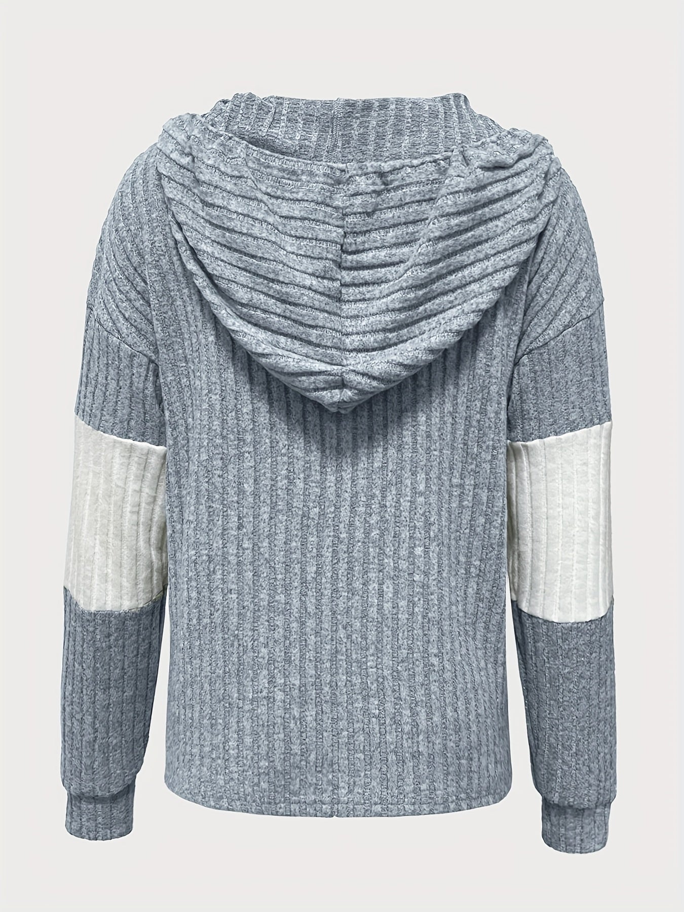Solid Color Contrasting Hooded Pullover
