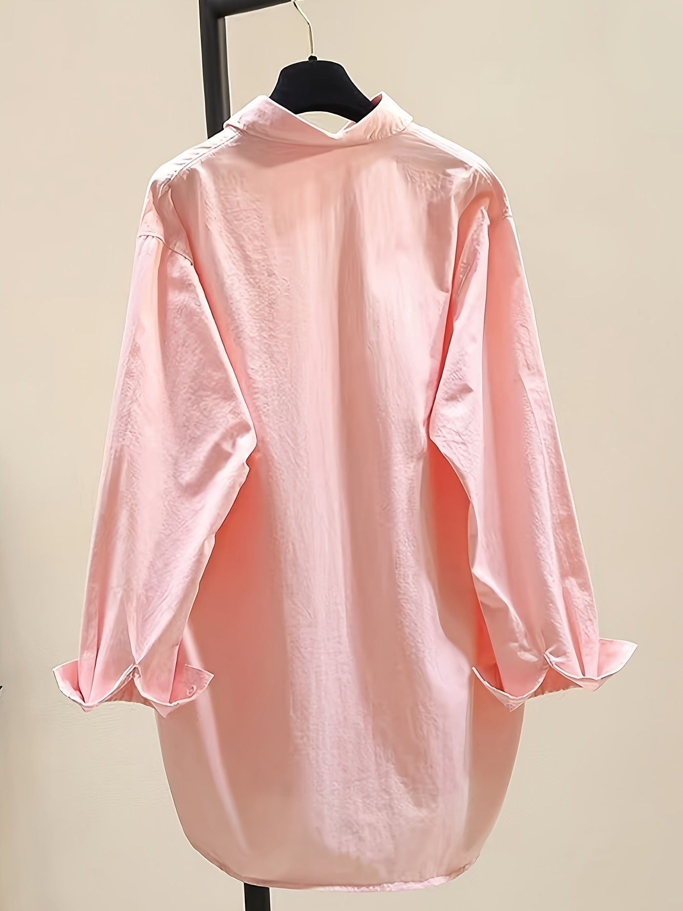 Effortless Cotton Blouse for Women with Collar Long Sleeve High Low Relaxed Oversized Style