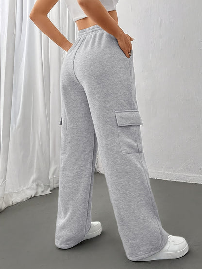 Women'S Autumn And Winter Fleece-Lined Side Pocket Sweatpants