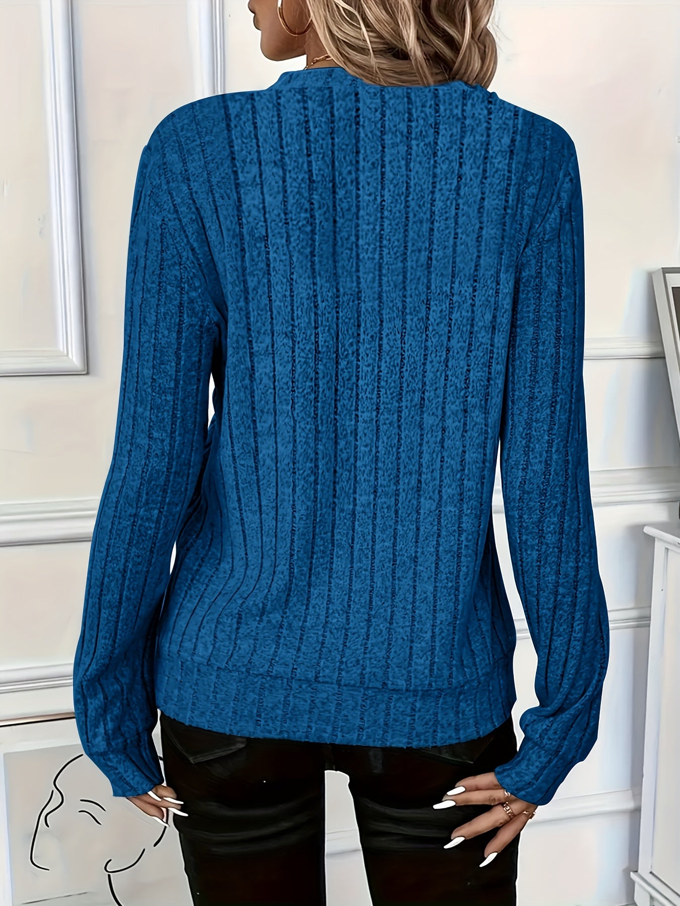 Comfortable Ribbed Knit Blouse for Women with Zip Mock Neck Long Sleeve Relaxed Casual Style