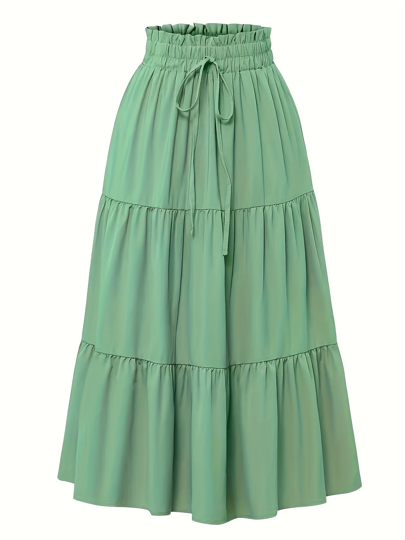 Effortless Tiered Maxi Skirt for Women with Paperbag Waist Drawstring Ruffle Flowing Style