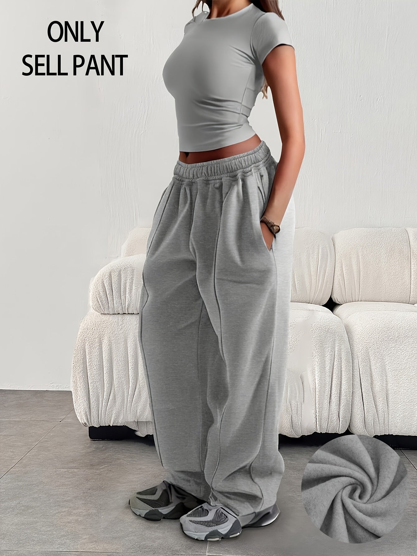 Comfortable Fleece Wide Leg Sweatpants for Women with High Waist Pintuck Relaxed Baggy Casual Style