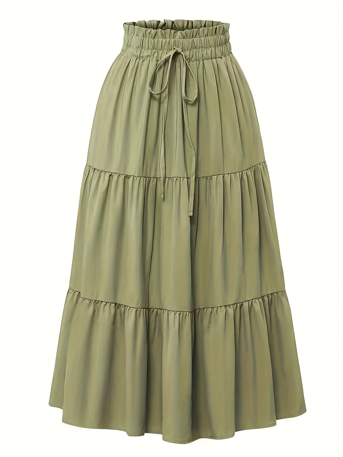 Effortless Tiered Maxi Skirt for Women with Paperbag Waist Drawstring Ruffle Flowing Style