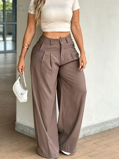 Effortless Wide Leg Pants for Women with High Waist Pleated Front Relaxed Casual Style