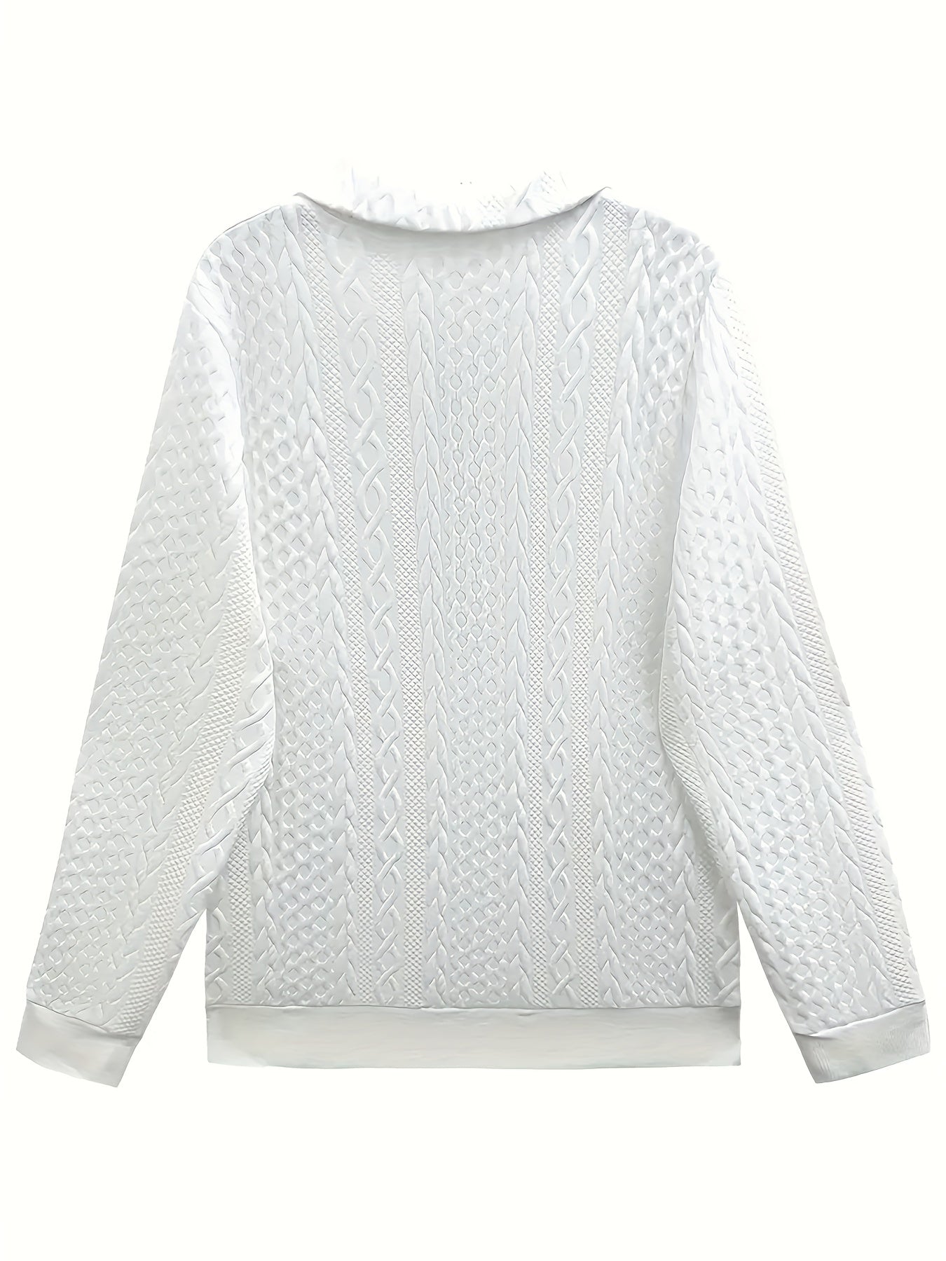 Comfortable Cable Knit Quarter Zip Sweatshirt for Women with Collar Long Sleeve Kangaroo Pocket Relaxed Style