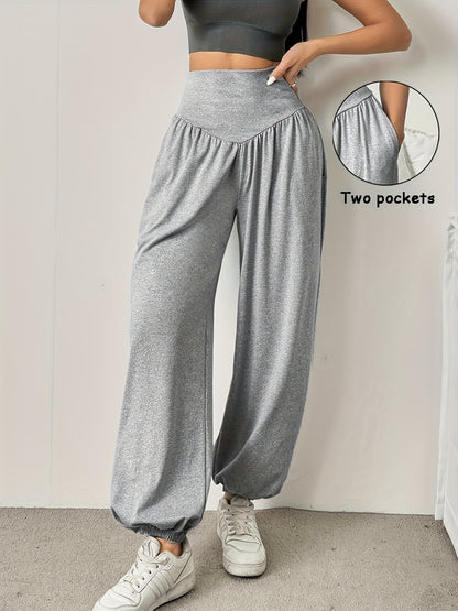 Effortless Wide Leg Pants for Women with High Waist Ruched Tapered Relaxed Casual Style