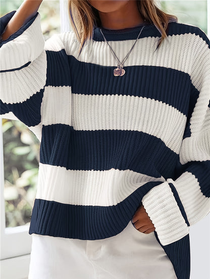 Loose V-Neck Off Shoulder Sleeves Casual And Lazy Style Pullover Sweater