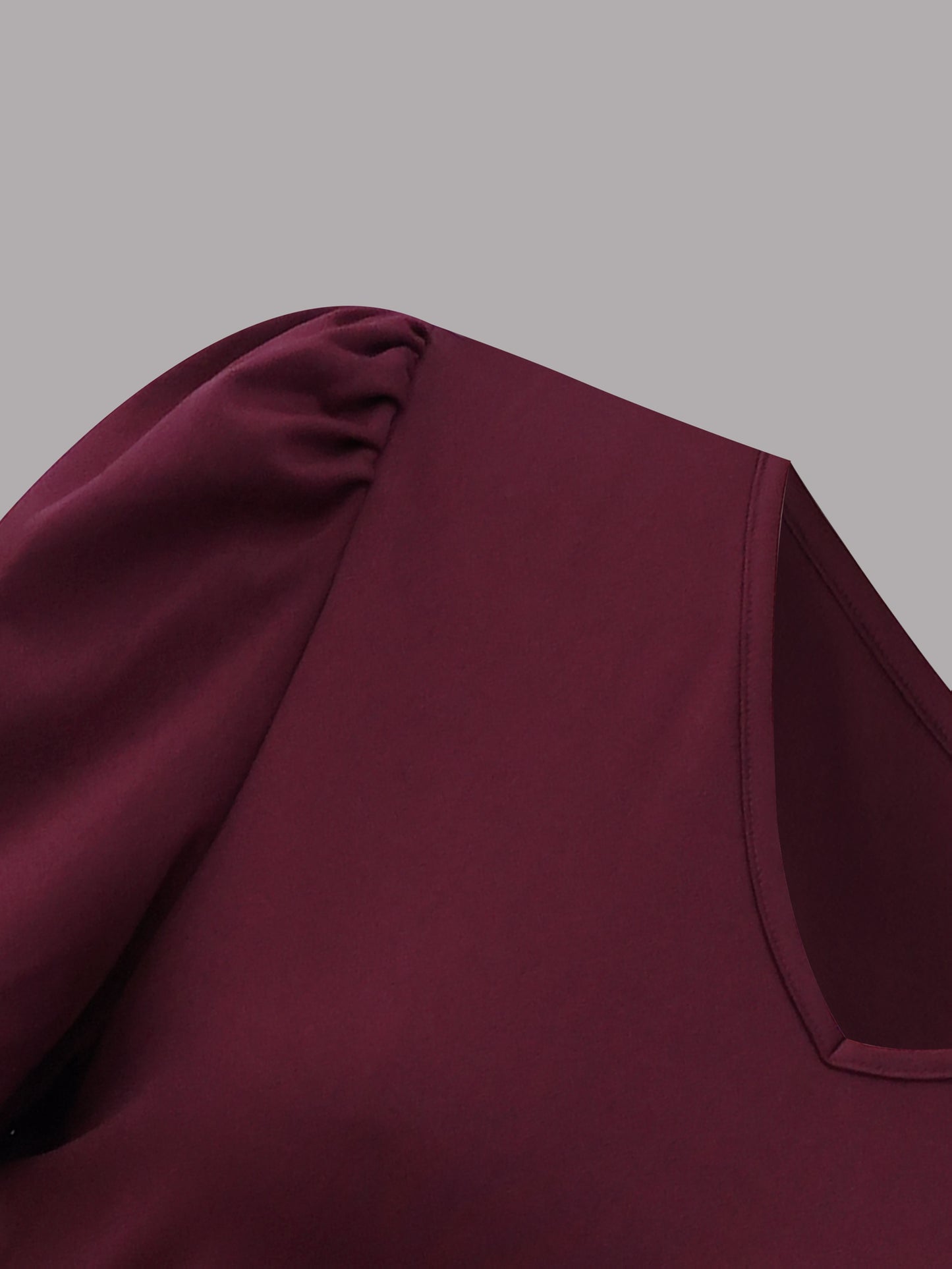 Elegant Burgundy Floral Midi Dress for Women with V Neck Short Sleeve A Line Flowing Style