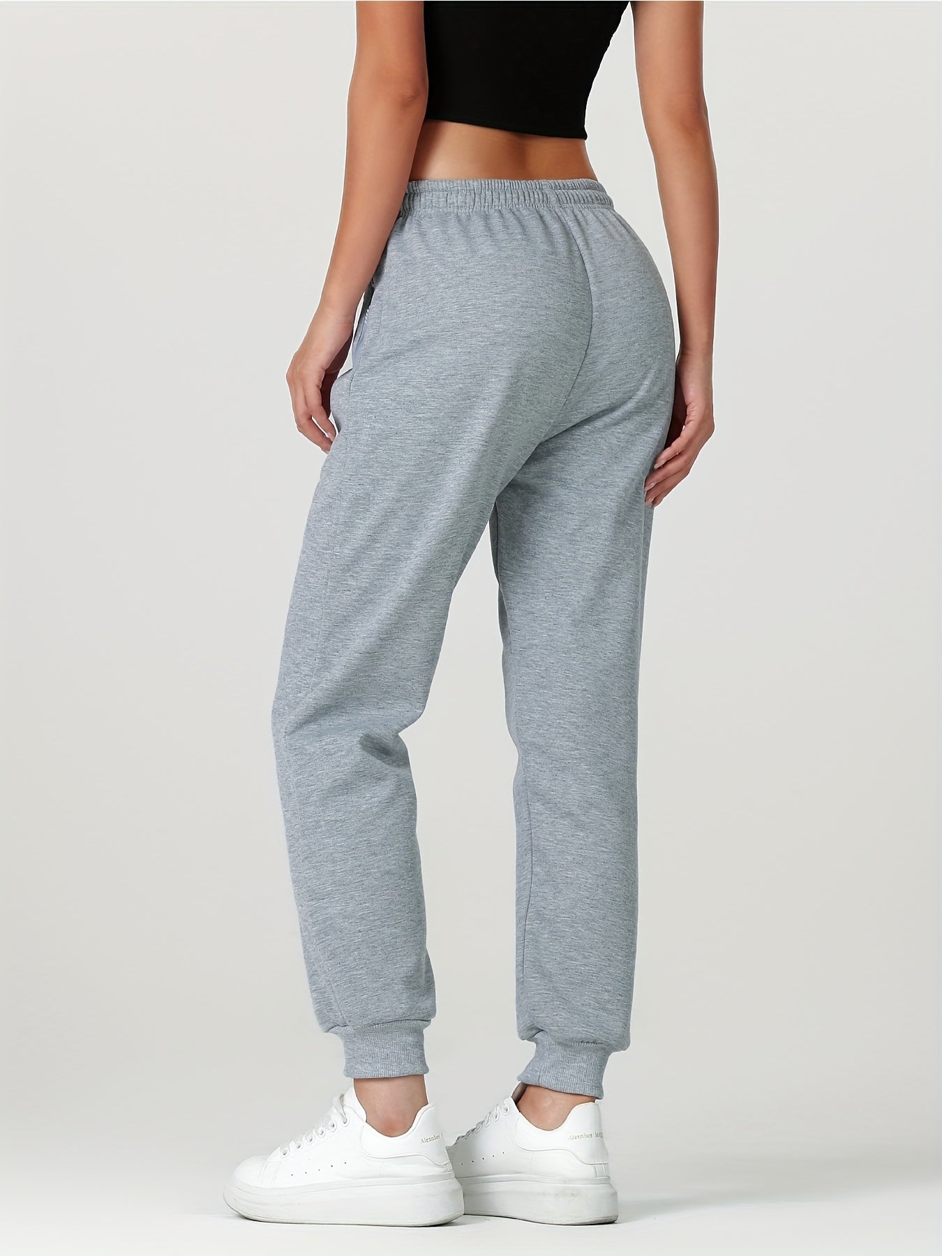 Comfortable Sherpa Lined Jogger Sweatpants for Women with High Waist Drawstring Zip Pocket Cinched Ankle Relaxed Style
