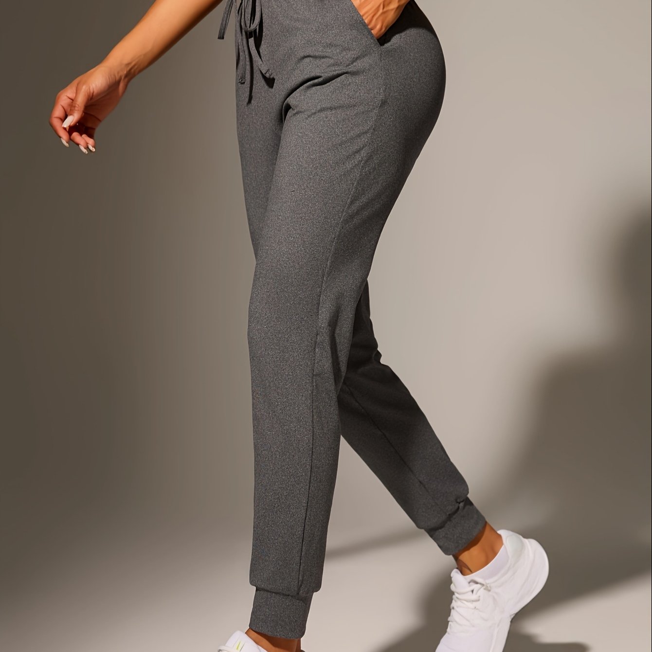 Effortless Jogger Pants for Women with High Waist Drawstring Tapered Cuffed Casual Style
