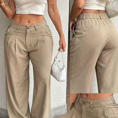 Effortless Wide Leg Pants for Women with High Waist Pleated Front Relaxed Casual Style