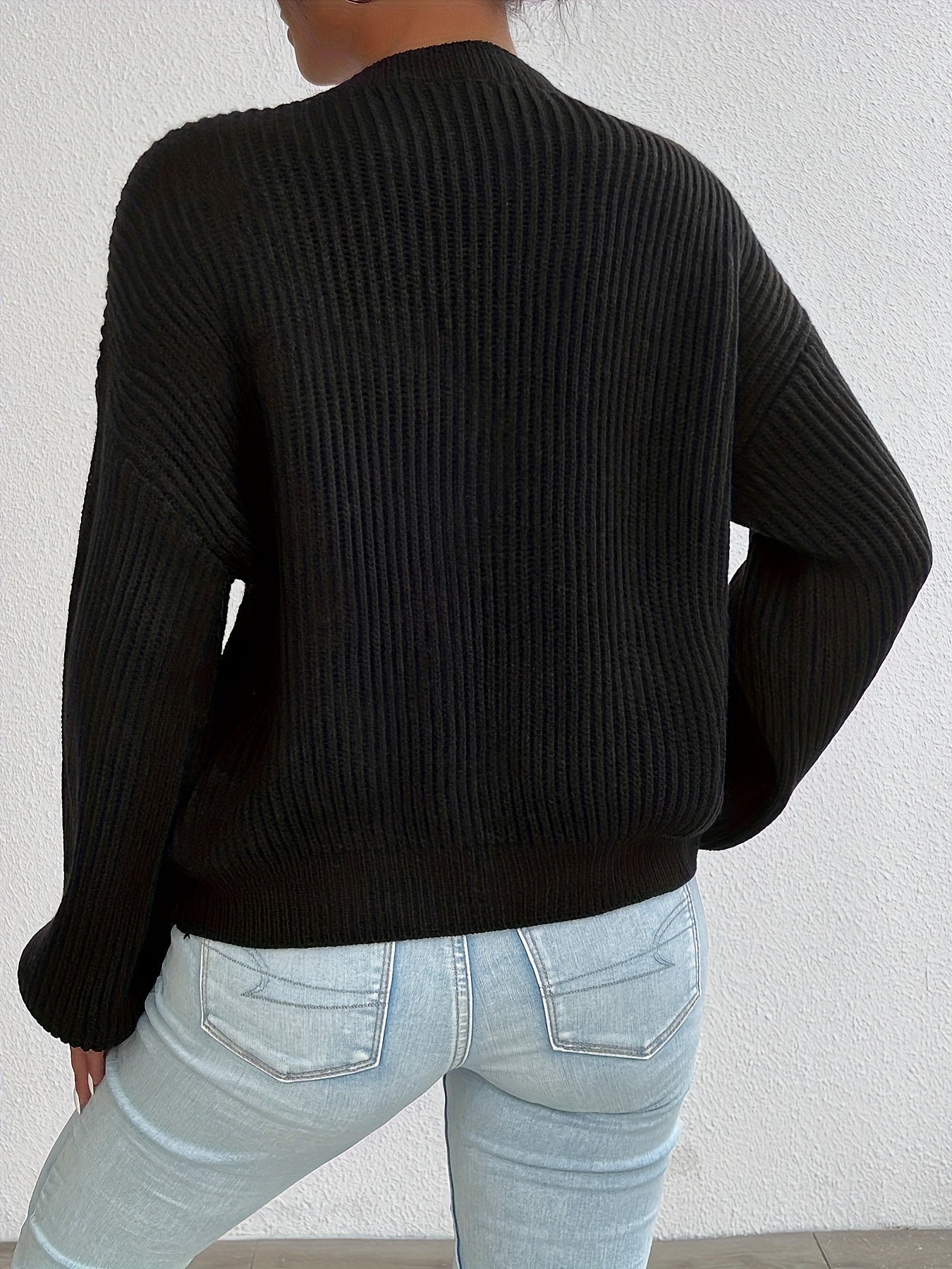 Comfortable Ribbed Knit Cardigan for Women with V Neck Long Sleeve Button Front Oversized Relaxed Style