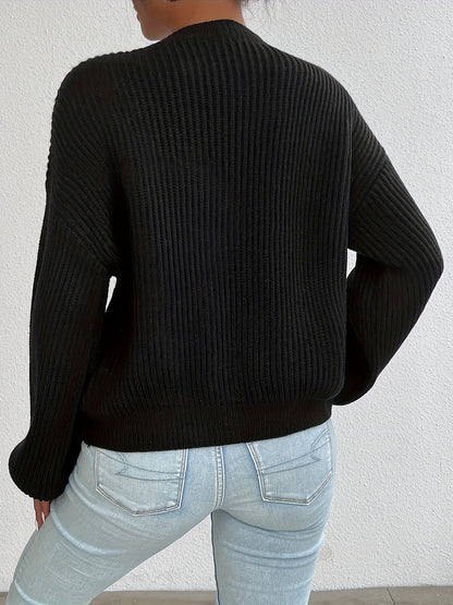 Comfortable Ribbed Knit Cardigan for Women with V Neck Long Sleeve Button Front Oversized Relaxed Style