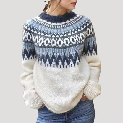 Annika | Women's Patterned Yoke Long Sleeve Sweater