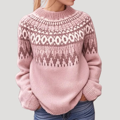 Annika | Women's Patterned Yoke Long Sleeve Sweater