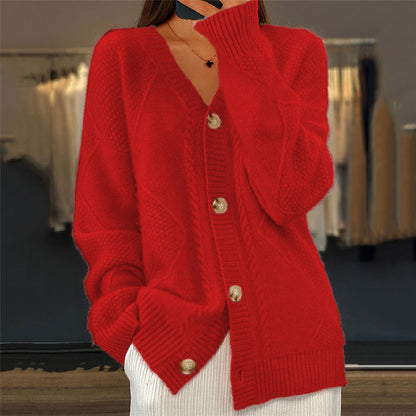Camille | Women's Cable Knit V-Neck Cardigan